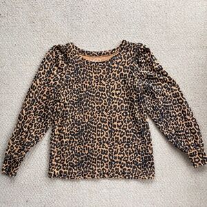 LOFT Women's Leopard Print Puff Sleeve Lightweight Sweater Size Small